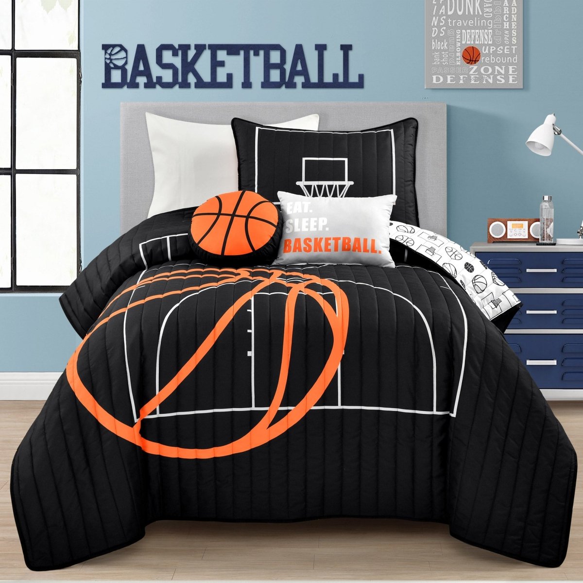 Basketball Game Reversible Quilt Set