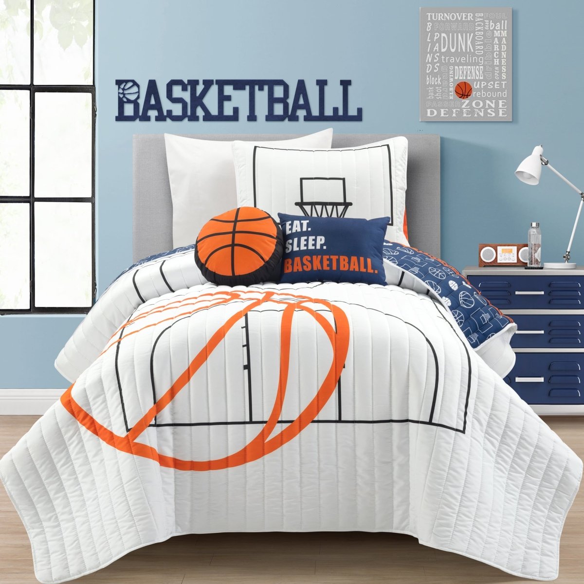 Basketball Game Reversible Quilt Set