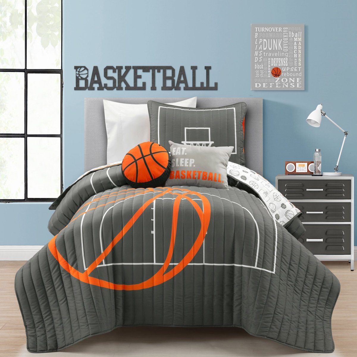 Basketball Game Reversible Quilt Set